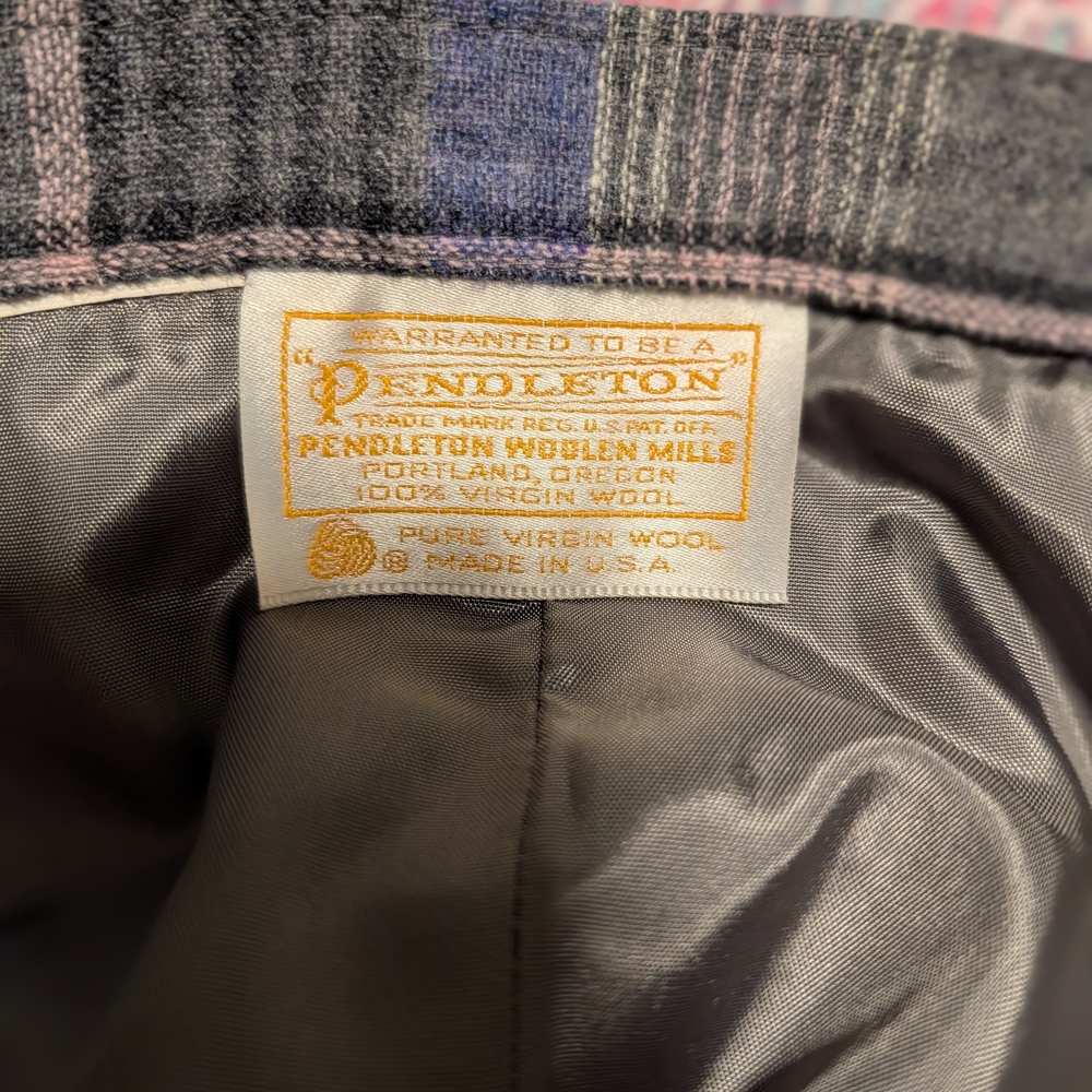 Pendleton A-Line Skirt in Black and Blue Plaid - Picture 2 of 5
